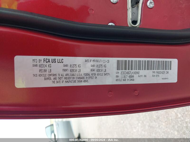 2020 DODGE CHARGER SXT RWD - 2C3CDXBG7LH102002 | SeoVin.biz