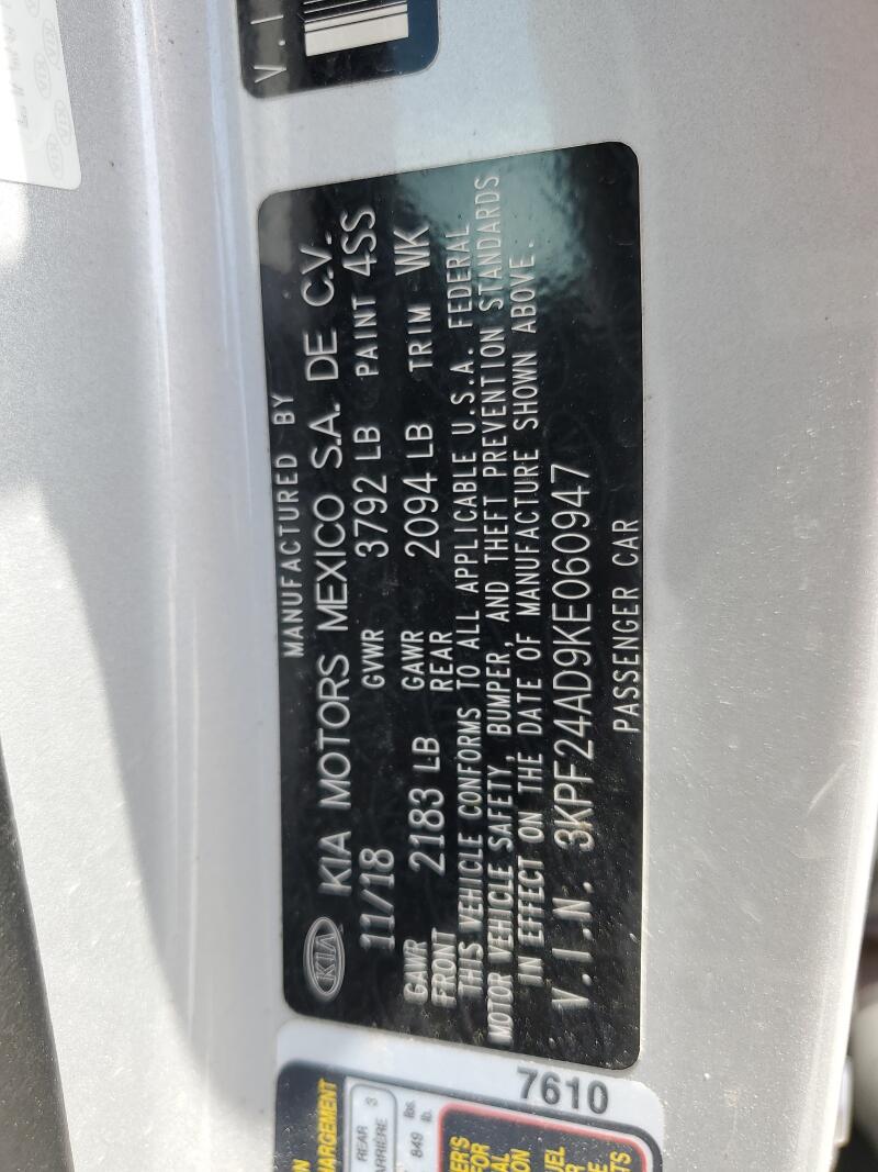 2019 KIA FORTE FE - 3KPF24AD9KE060947 | SeoVin.biz
