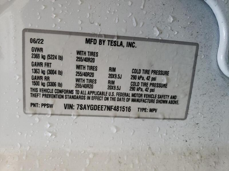 2022 TESLA MODEL Y - 7SAYGDEE7NF481516 | SeoVin.biz
