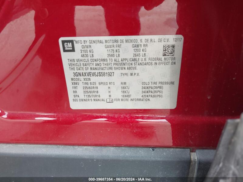 2018 CHEVROLET EQUINOX PREMIER - 3GNAXVEV6JS581927 | SeoVin.biz