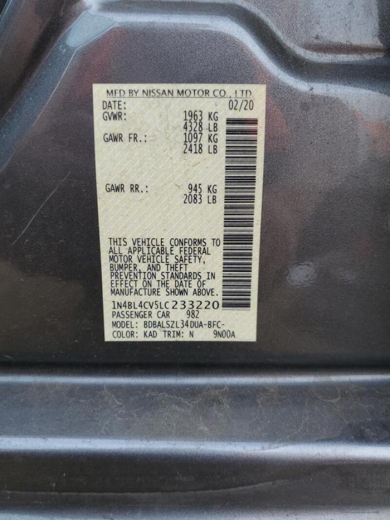 2020 NISSAN ALTIMA SR - 1N4BL4CV5LC233220 | SeoVin.biz