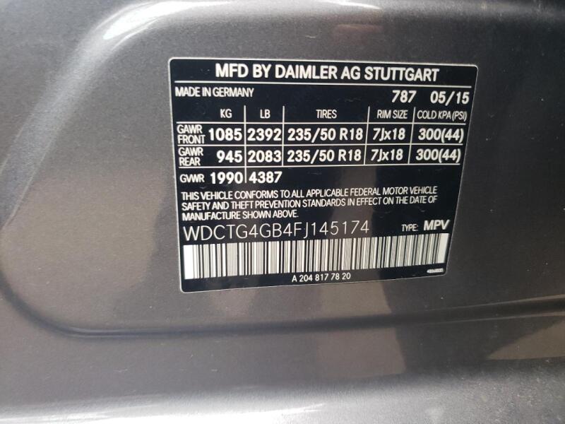 2015 MERCEDES-BENZ GLA 250 4MATIC - WDCTG4GB4FJ145174 | SeoVin.biz