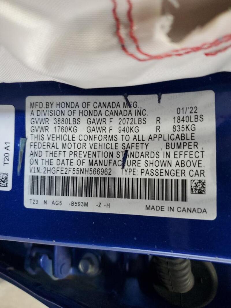 2022 HONDA CIVIC SPORT - 2HGFE2F55NH566962 | SeoVin.biz