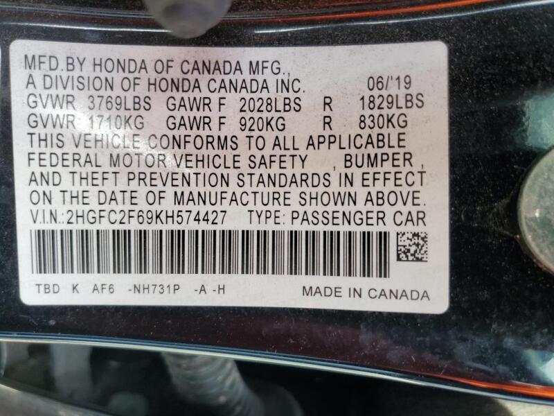 2019 HONDA CIVIC LX - 2HGFC2F69KH574427 | SeoVin.biz