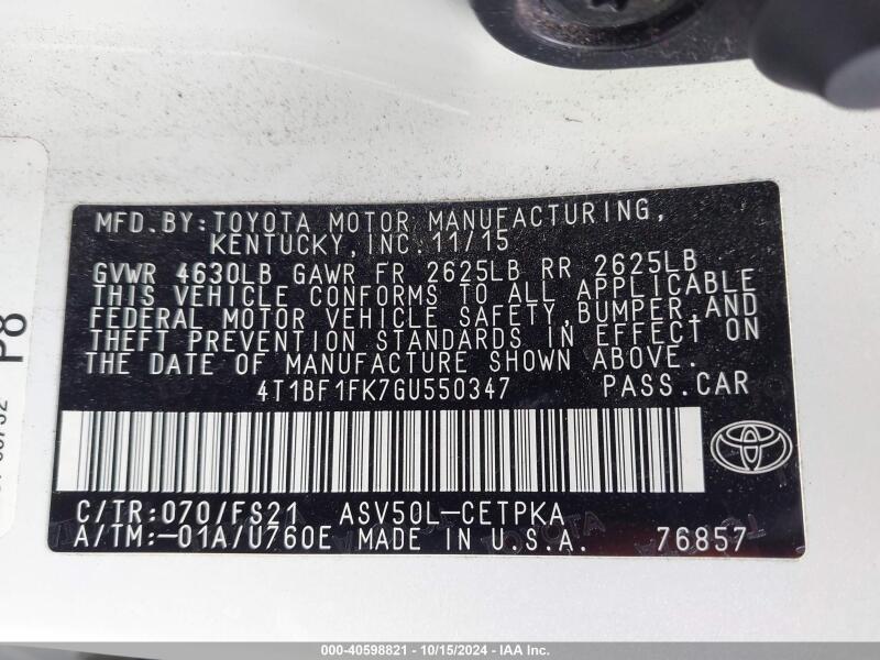 2016 TOYOTA CAMRY SE - 4T1BF1FK7GU550347 | SeoVin.biz