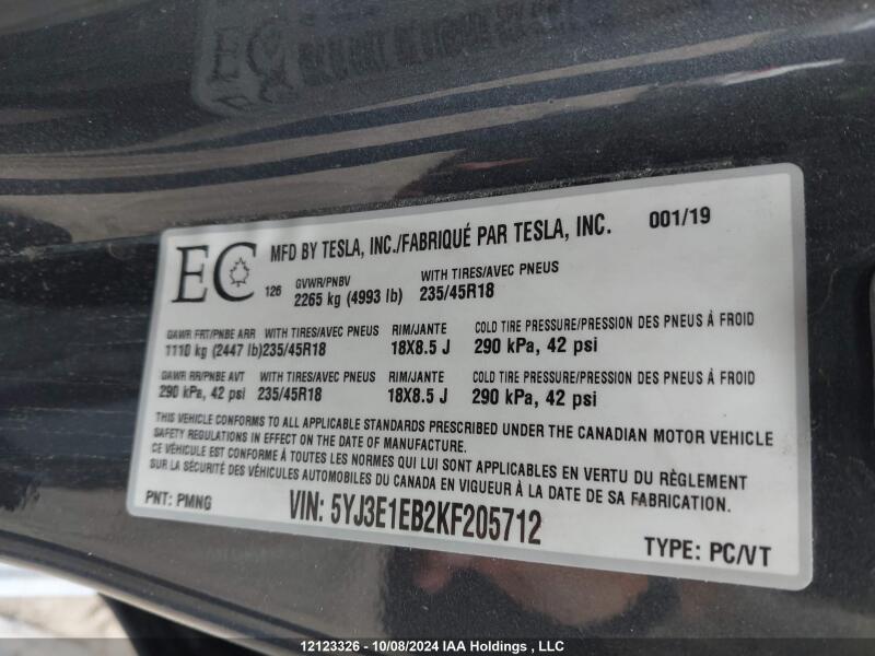2019 TESLA MODEL 3 - 5YJ3E1EB2KF205712 | SeoVin.biz