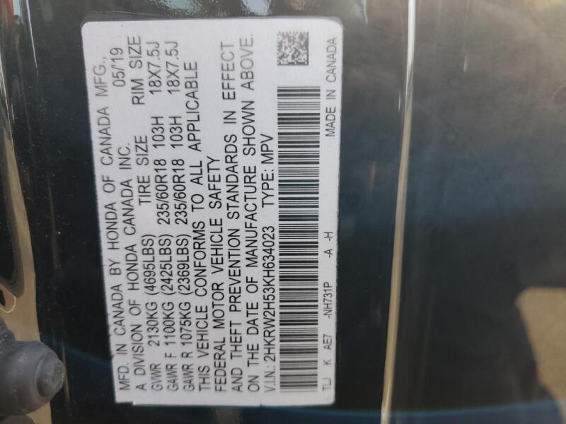 2019 HONDA CR-V EX - 2HKRW2H53KH634023 | SeoVin.biz