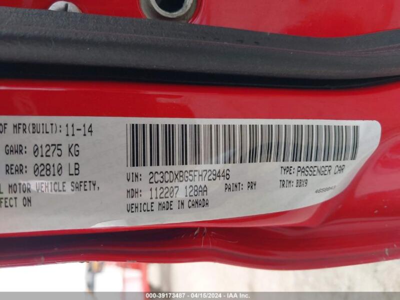 2015 DODGE CHARGER SE - 2C3CDXBG5FH729446 | SeoVin.biz