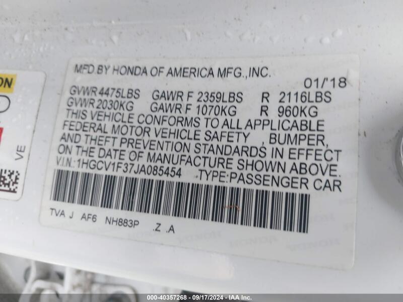 2018 HONDA ACCORD SPORT - 1HGCV1F37JA085454 | SeoVin.biz