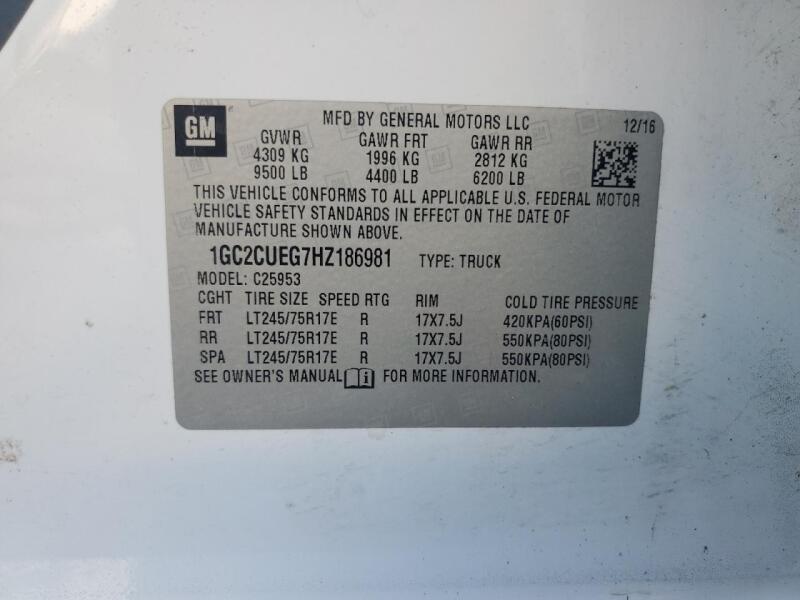 2017 CHEVROLET SILVERADO C2500 HEAVY DUTY - 1GC2CUEG7HZ186981 | SeoVin.biz