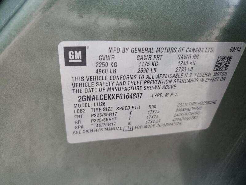 2015 CHEVROLET EQUINOX LT - 2GNALCEKXF6164807 | SeoVin.biz