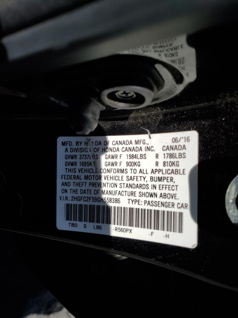 2016 HONDA CIVIC LX - 2HGFC2F59GH558386 | SeoVin.biz