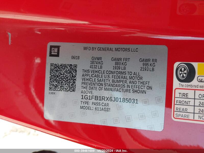 2018 CHEVROLET CAMARO 1LT - 1G1FB1RX6J0185031 | SeoVin.biz