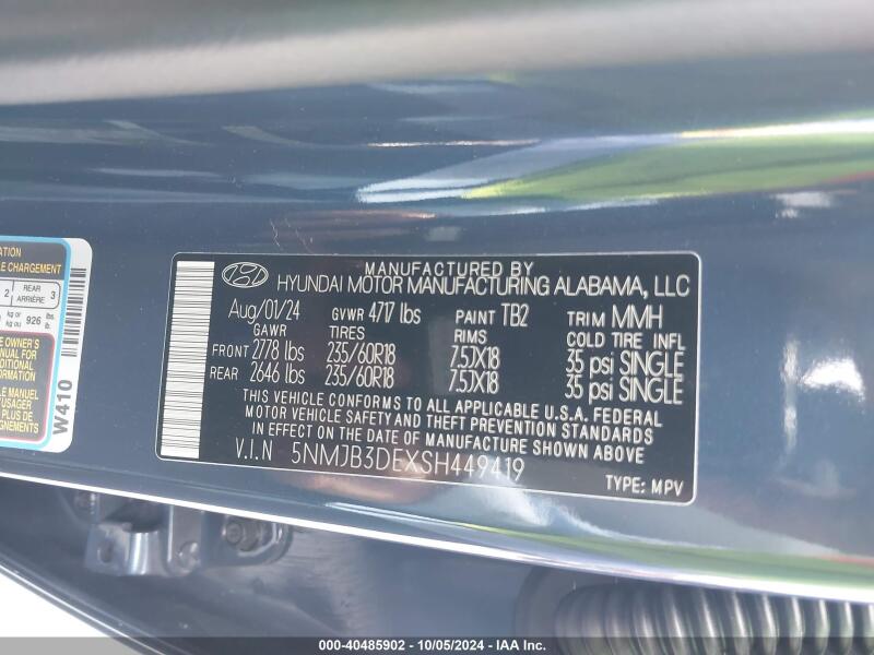 2025 HYUNDAI TUCSON SEL - 5NMJB3DEXSH449419 | SeoVin.biz