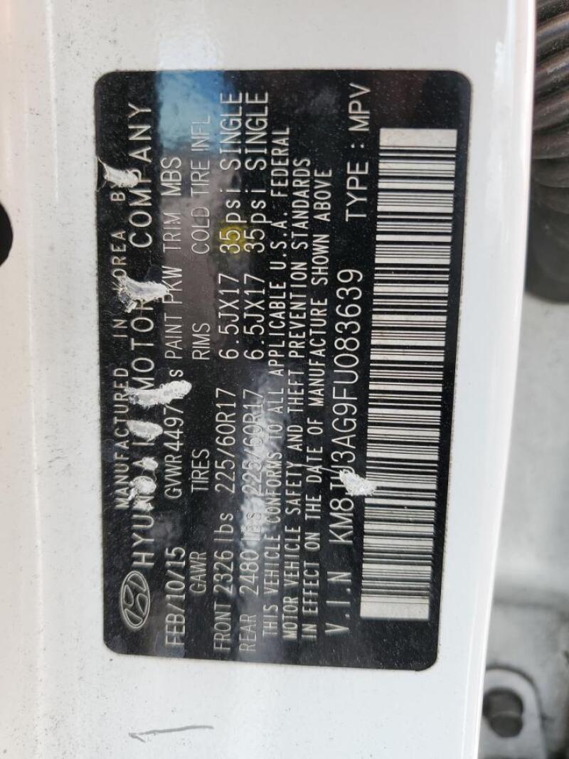 2015 HYUNDAI TUCSON LIMITED - KM8JU3AG9FU083639 | SeoVin.biz