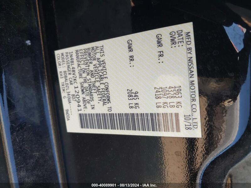 2019 NISSAN ALTIMA 2.5 S - 1N4BL4BV2KC120941 | SeoVin.biz