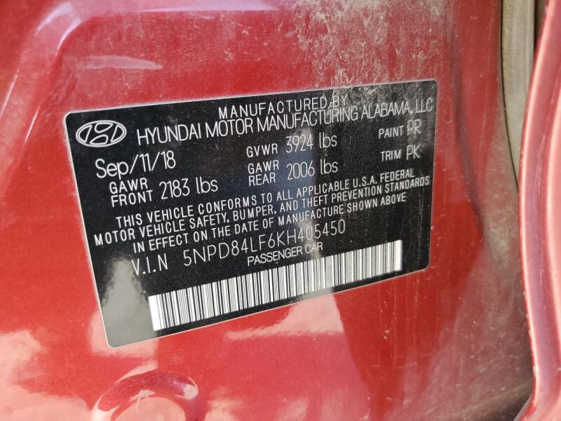 2019 HYUNDAI ELANTRA SEL - 5NPD84LF6KH405450 | SeoVin.biz