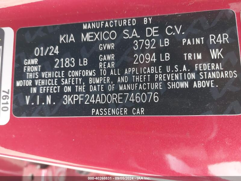 2024 KIA FORTE LXS - 3KPF24AD0RE746076 | SeoVin.biz