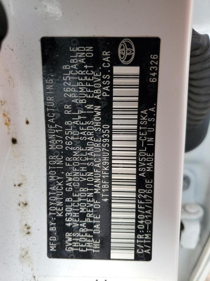 2017 TOYOTA CAMRY LE - 4T1BF1FK9HU759350 | SeoVin.biz