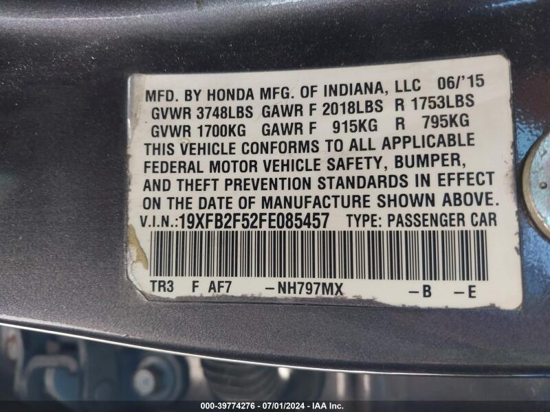 2015 HONDA CIVIC LX - 19XFB2F52FE085457 | SeoVin.biz