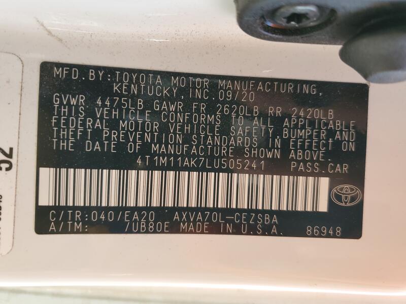 2020 TOYOTA CAMRY SE - 4T1M11AK7LU505241 | SeoVin.biz