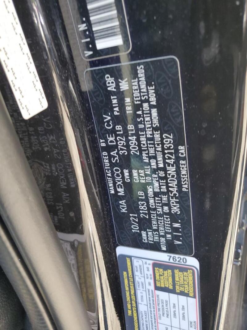 2022 KIA FORTE GT LINE - 3KPF54AD5NE421392 | SeoVin.biz