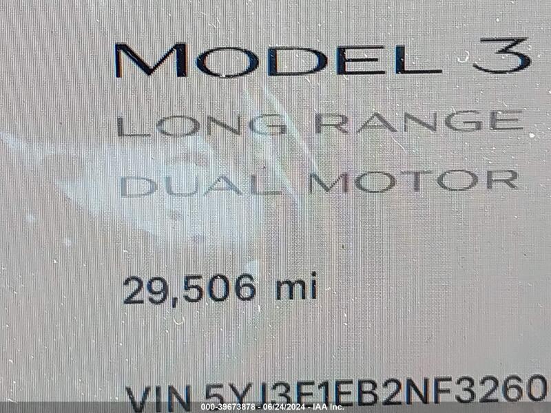 2022 TESLA MODEL 3 LONG RANGE DUAL MOTOR ALL-WHEEL DRIVE - 5YJ3E1EB2NF326003 | SeoVin.biz