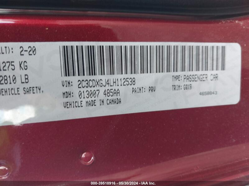 2020 DODGE CHARGER SCAT PACK WIDEBODY - 2C3CDXGJ4LH112538 | SeoVin.biz