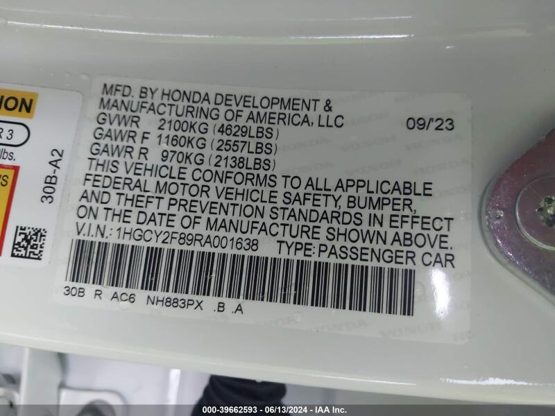 2024 HONDA ACCORD HYBRID TOURING - 1HGCY2F89RA001638 | SeoVin.biz