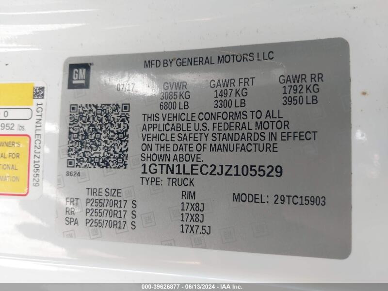 2018 GMC SIERRA 1500 - 1GTN1LEC2JZ105529 | SeoVin.biz