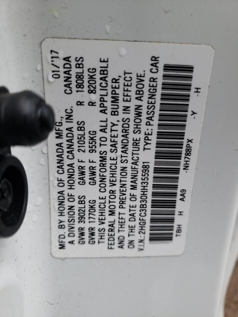 2017 HONDA CIVIC EX - 2HGFC3B30HH355981 | SeoVin.biz