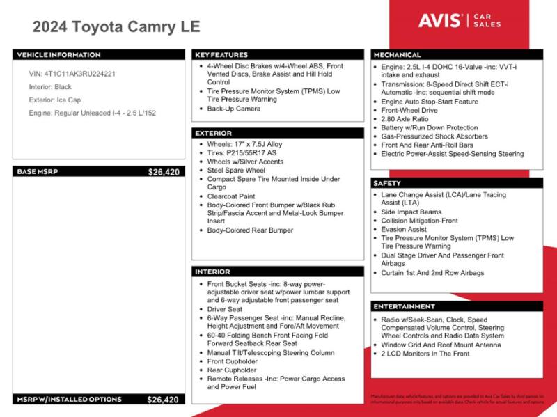 2024 TOYOTA CAMRY LE - 4T1C11AK3RU224221 | SeoVin.biz