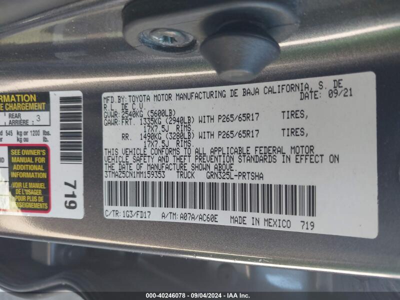 2021 TOYOTA TACOMA TRD SPORT - 3TMAZ5CN1MM159353 | SeoVin.biz