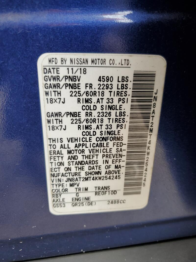 2019 NISSAN ROGUE S - JN8AT2MT4KW254245 | SeoVin.biz