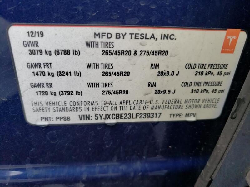 2020 TESLA MODEL X - 5YJXCBE23LF239317 | SeoVin.biz