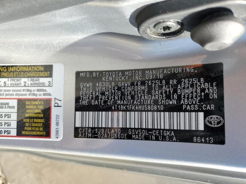 2017 TOYOTA CAMRY XSE - 4T1BK1FK4HU580810 | SeoVin.biz