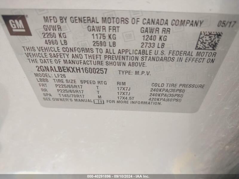 2017 CHEVROLET EQUINOX LS - 2GNALBEKXH1600257 | SeoVin.biz