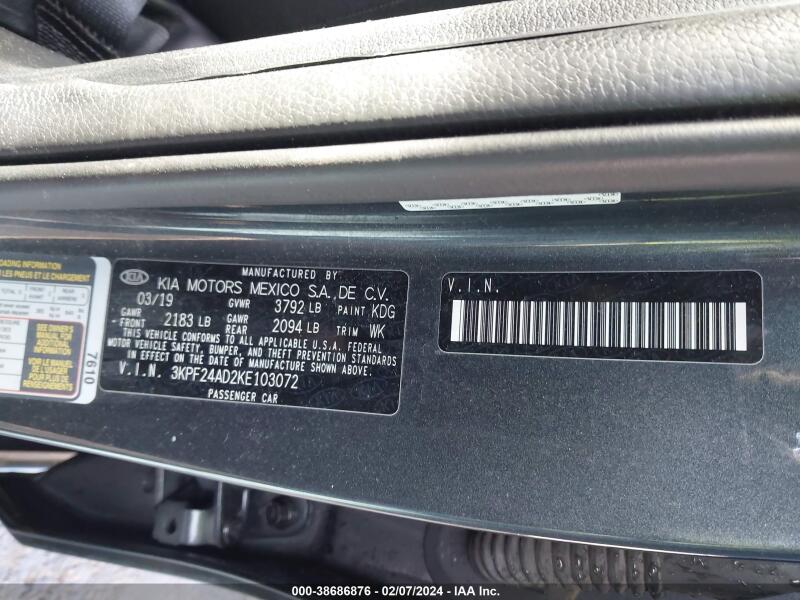 2019 KIA FORTE LXS - 3KPF24AD2KE103072 | SeoVin.biz