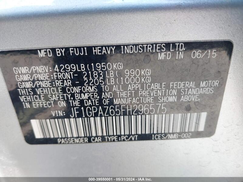 2015 SUBARU IMPREZA 2.0I SPORT LIMITED - JF1GPAZ65FH296575 | SeoVin.biz