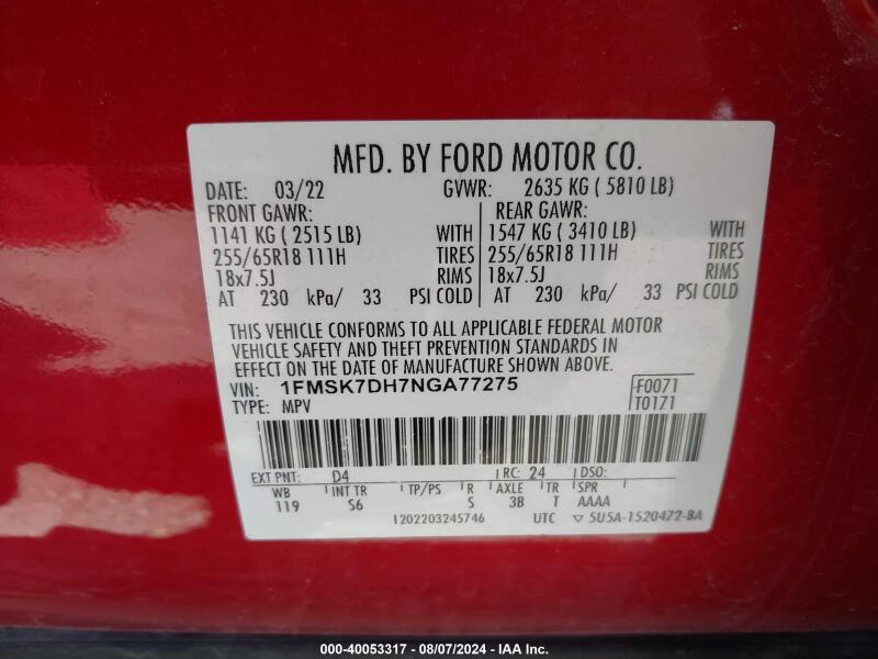 2022 FORD EXPLORER XLT - 1FMSK7DH7NGA77275 | SeoVin.biz