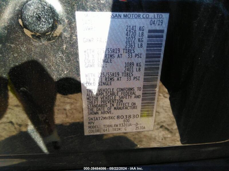 2019 NISSAN ROGUE SL - 5N1AT2MV8KC803830 | SeoVin.biz