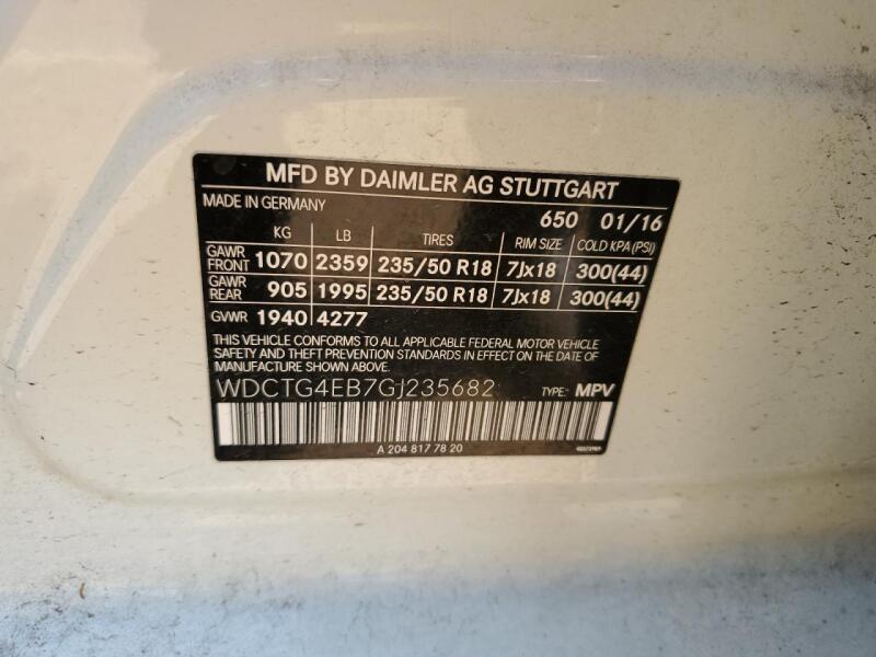 2016 MERCEDES-BENZ GLA 250 - WDCTG4EB7GJ235682 | SeoVin.biz