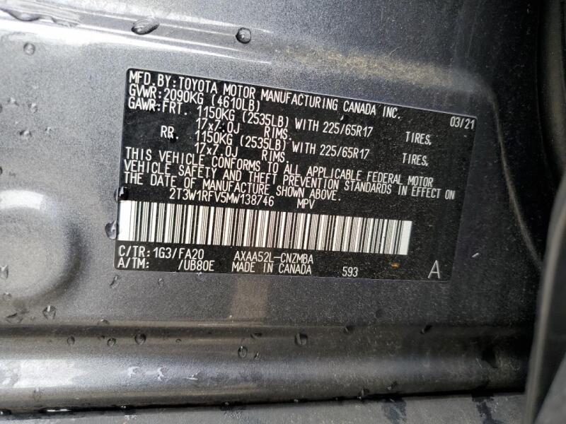 2021 TOYOTA RAV4 XLE - 2T3W1RFV5MW138746 | SeoVin.biz