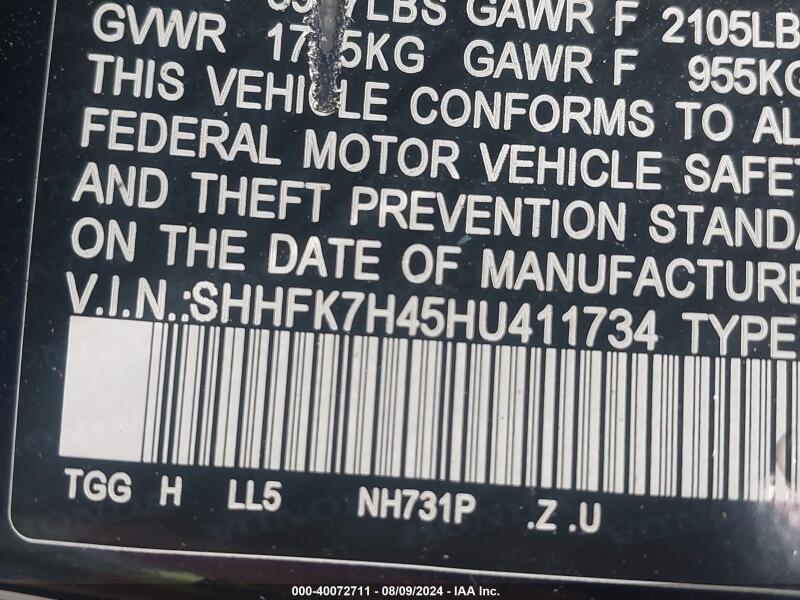 2017 HONDA CIVIC SPORT - SHHFK7H45HU411734 | SeoVin.biz