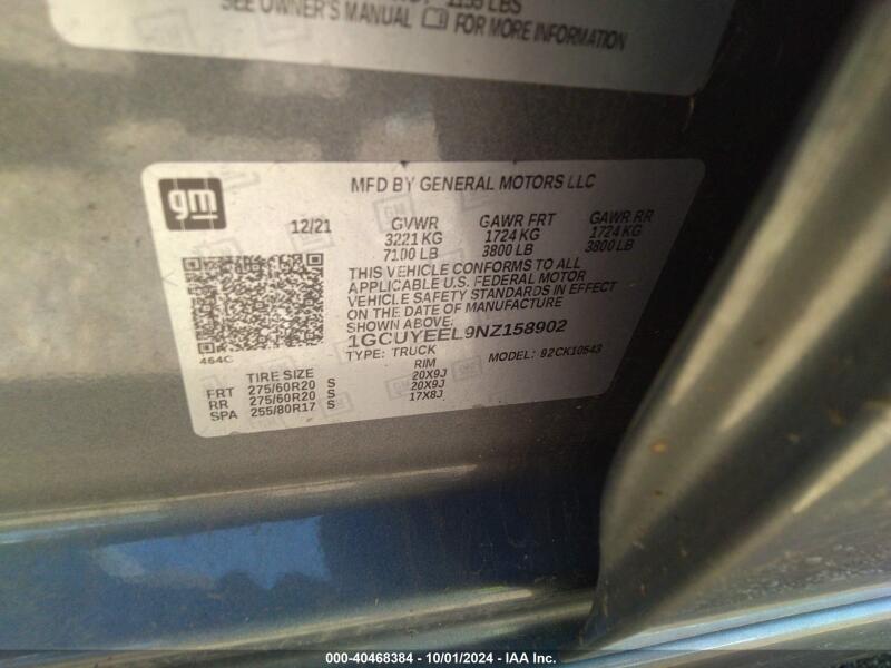 2022 CHEVROLET SILVERADO 1500 LTD 4WD SHORT BED RST - 1GCUYEEL9NZ158902 | SeoVin.biz