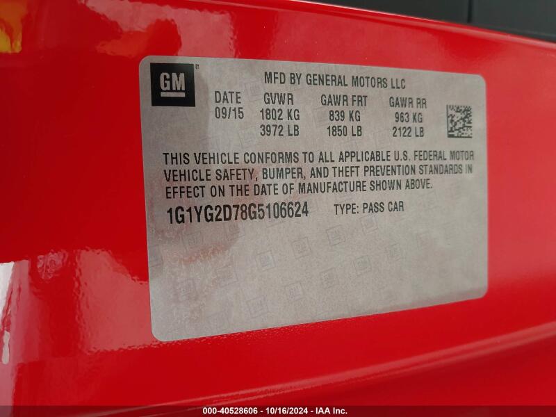 2016 CHEVROLET CORVETTE STINGRAY Z51 - 1G1YG2D78G5106624 | SeoVin.biz