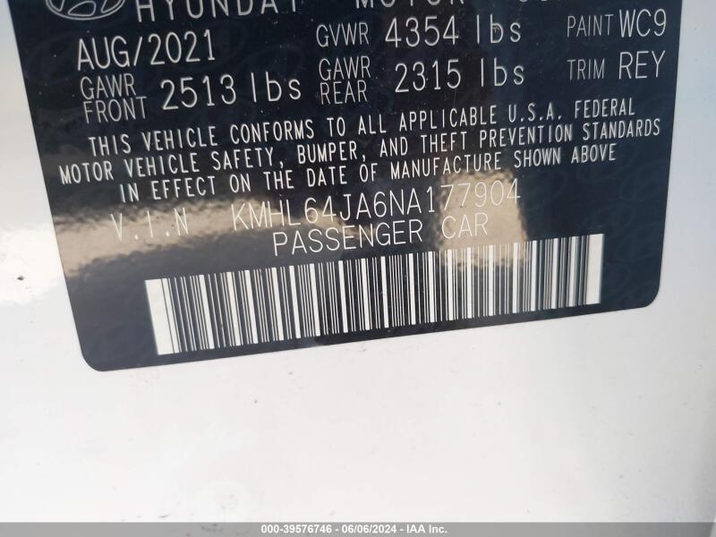 2022 HYUNDAI SONATA SEL - KMHL64JA6NA177904 | SeoVin.biz