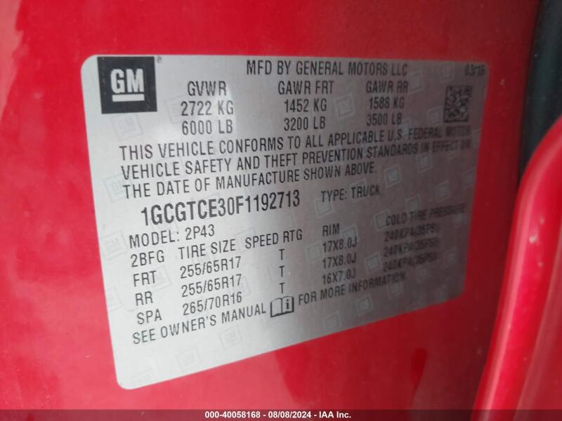 2015 CHEVROLET COLORADO Z71 - 1GCGTCE30F1192713 | SeoVin.biz