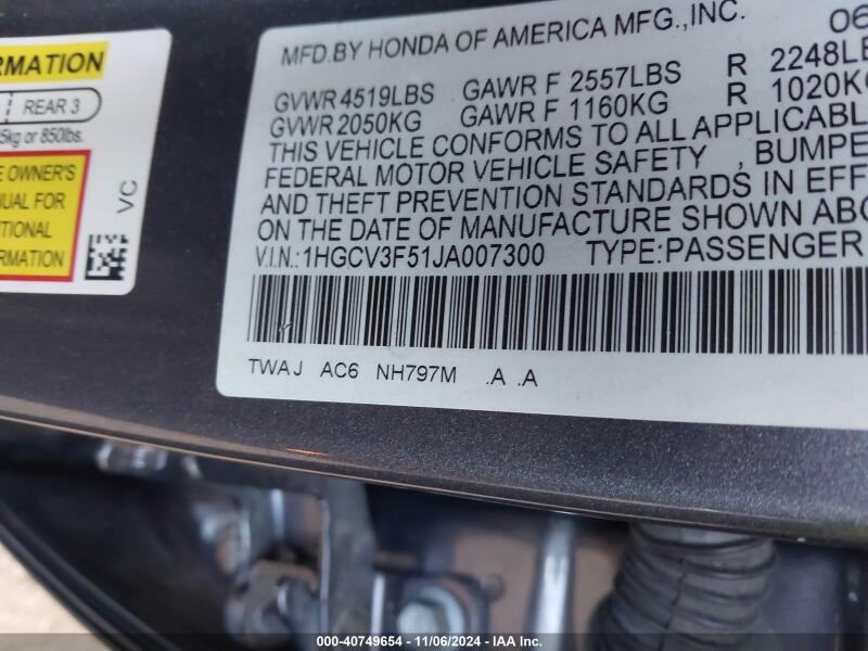 2018 HONDA ACCORD HYBRID EX-L - 1HGCV3F51JA007300 | SeoVin.biz