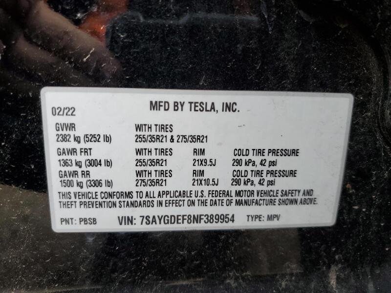 2022 TESLA MODEL Y - 7SAYGDEF8NF389954 | SeoVin.biz